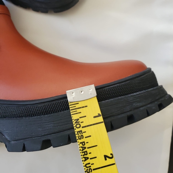 new Staud Bow Lug-Sole Rib-Knit Sock Ankle Leather Boots - Picture 11 of 13